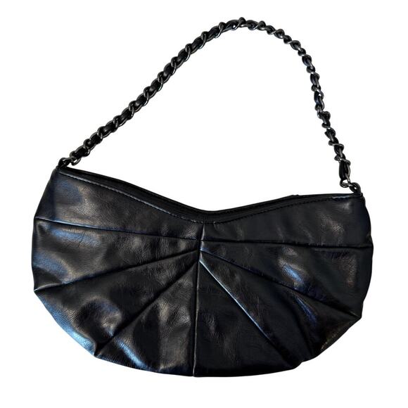 Vintage Black Crescent Shoulder Bag Purse Women's - Picture 2 of 5